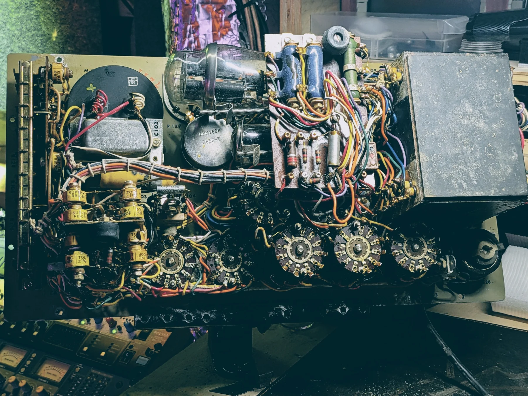 Vintage electronics bench service chassis